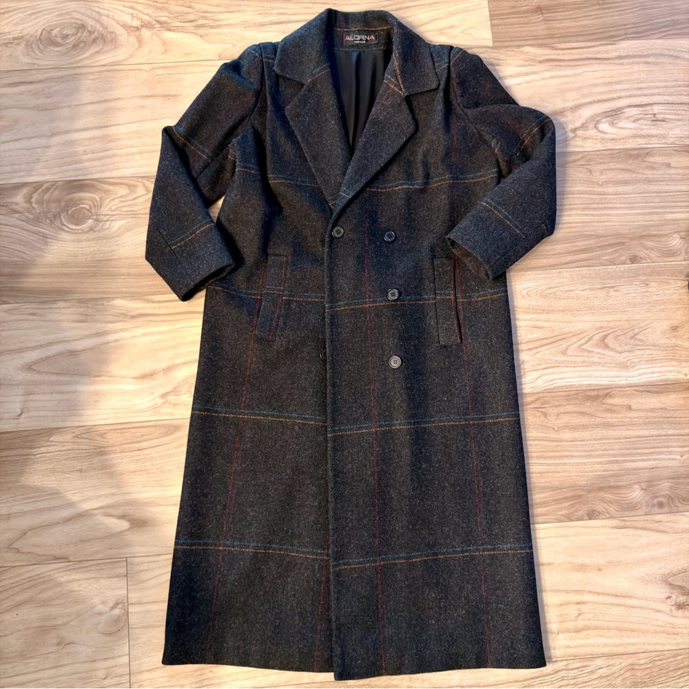 Vintage | Alorna 100% Wool Double-Breasted Plaid Coat (wmns U.S. L)